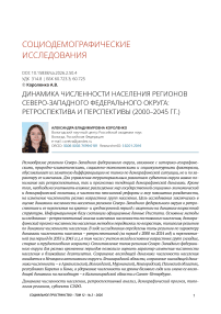 Динамика численности населения регионов Северо‑Западного федерального округа: ретроспектива и перспективы (2000-2045 гг.)