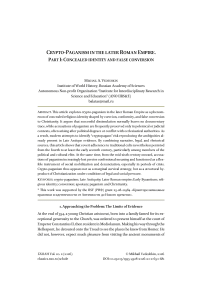 Crypto-Paganism in the later Roman Empire. Part I: Concealed identity and false conversion