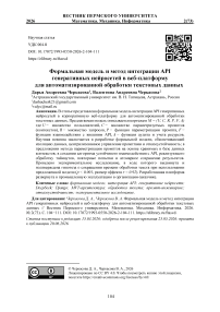 Формальная модель и метод интеграции API генеративных нейросетей в веб-платформу для автоматизированной обработки текстовых данных