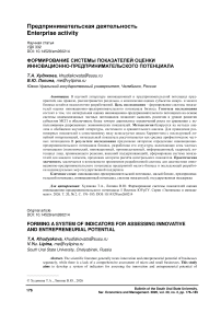 Формирование системы показателей оценки инновационно-предпринимательского потенциала