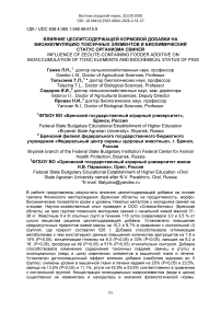 Влияние цеолитсодержащей кормовой добавки на биоаккумуляцию токсичных элементов и биохимический статус организма свиней