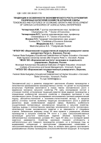 Тенденции и особенности экономического роста и развития различных категорий хозяйств аграрной сферы