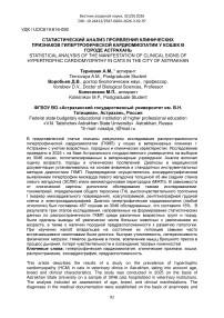 Статистический анализ проявления клинических признаков гипертрофической кардиомиопатии у кошек в городе Астрахань