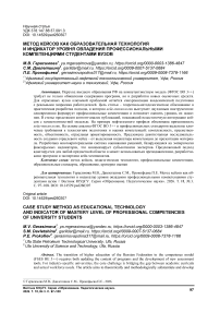 Метод кейсов как образовательная технология и индикатор уровня овладения профессиональными компетенциями студентами вузов