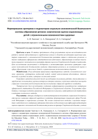 Формирование критериев и индикаторов социально-экономической безопасности системы образования региона: комплексная оценка социализации детей с ограниченными возможностями здоровья