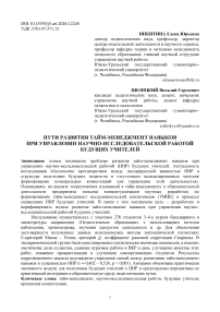 Пути развития тайм-менеджмент навыков при управлении научно-исследовательской работой будущих учителей