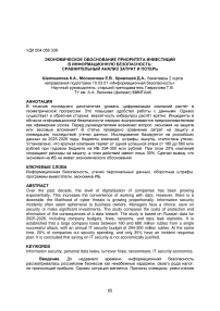 Экономическое обоснование приоритета инвестиций в информационную безопасность: сравнительный анализ затрат и потерь