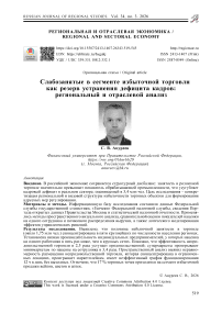 Слабозанятые в сегменте избыточной торговли как резерв устранения дефицита кадров: региональный и отраслевой анализ