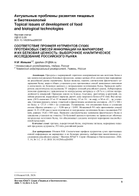 Соответствие профиля нутриентов сухих протеиновых смесей информации на маркировке и их белковая ценность: выборочное аналитическое исследование российского рынка