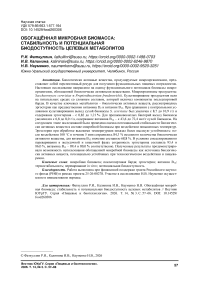 Обогащённая микробная биомасса: стабильность и потенциальная биодоступность целевых метаболитов