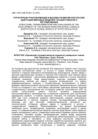 Структурные трансформации и вызовы развития АПК России: адаптация мировых моделей государственного регулирования