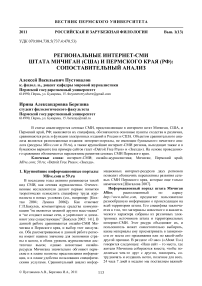 Региональные интернет-СМИ штата Мичиган (США) и Пермского края (РФ): сопоставительный анализ