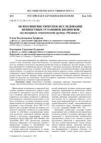 Психолингвистическое исследование ценностных установок билингвов (на материале тематической группы «Человек»)