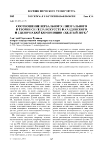 Соотношение вербального и визуального в теории синтеза искусств В.Кандинского и сценической композиции «Желтый звук»