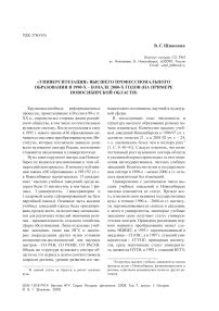 «Университезация» высшего профессионального образования в 1990-х - начале 2000-х годов (на примере Новосибирской области)