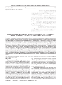 Лизосомальные ферменты в эколого- биохимических адаптациях мидий и амфипод Кандалакшского залива Белого моря