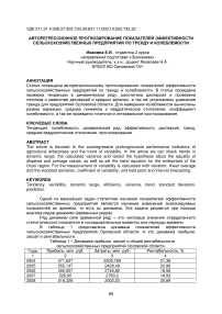 Авторегрессионное прогнозирование показателей эффективности сельскохозяйственных предприятий по тренду и колеблемости