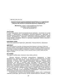 Экологическая оценка влияния техногенеза на содержание тяжелых металлов в урбанизированных ландшафтах