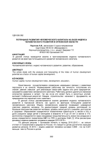 Потенциал развития человеческого капитала на базе индекса человеческого развития в Орловской области