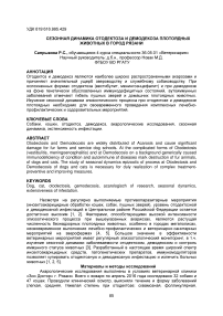 Сезонная динамика отодектоза и демодекоза плотоядных животных в город Рязани