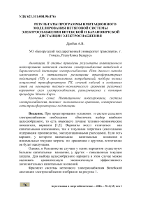 Результаты программы имитационного моделирования нетяговой системы электроснабжения витебской и барановичской дистанции электроснабжения