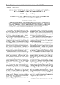 Мониторинг качества и безопасности пищевых продуктов и здоровья населения в Самарской области