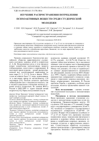 Изучение распространения потребления психоактивных веществ среди студенческой молодежи