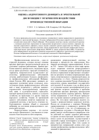 Оценка андрогенного дефицита и эректильной дисфункции у мужчин при воздействии производственной вибрации