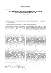 Исследование этнического самосознания личности в разных этноконтактных средах