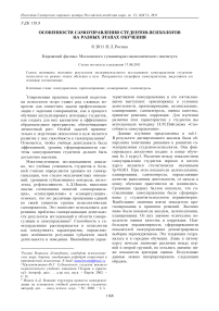 Особенности самоуправления студентов-психологов на разных этапах обучения