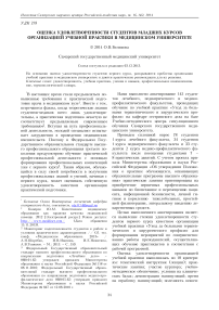 Оценка удовлетворенности студентов младших курсов организацией учебной практики в медицинском университете