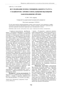 Исследование психо-эмоционального статуса у пациентов с профессиональными пылевыми заболеваниями лёгких