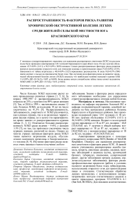 Распространенность факторов риска развития хронической обструктивной болезни легких среди жителей сельской местности юга Красноярского края