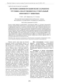 Изучение влияния фракции полисахаридов из трутовика лекарственного на гуморальный иммунитет у животных