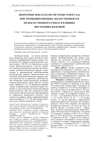 Некоторые показатели системы гемостаза при тромбоцитопениях лекарственного и нелекарственного генеза в клинике внутренних болезней