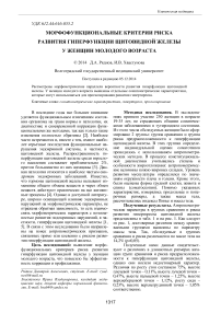 Морфофункциональные критерии риска развития гиперфункции щитовидной железы у женщин молодого возраста