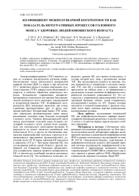 Коэффициент межполушарной когерентности как показатель интегративных процессов головного мозга у здоровых людей юношеского возраста