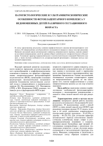 Патогистологические и ультрамикроскопические особенности фетоплацентарного комплекса у недоношенных детей различного гестационного возраста
