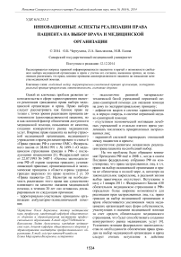 Инновационные аспекты реализации права пациента на выбор врача и медицинской организации