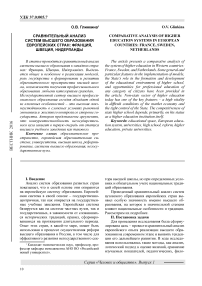 Сравнительный анализ систем высшего образования европейских стран: Франция, Швеция, Нидерланды