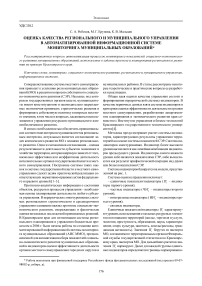 Оценка качества регионального и муниципального управления в автоматизированной информационной системе мониторинга муниципальных образований