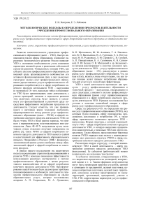 Методологические подходы к определению продуктов деятельности учреждения профессионального образования