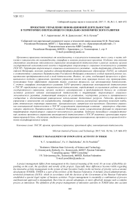 Проектное управление инновационной деятельностью в территориях опережающего социально-экономического развития