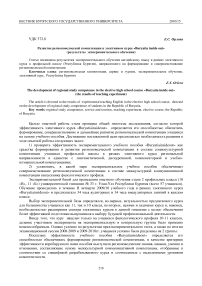Развитие регионоведческой компетенции в элективном курсе "Buryatia inside out" (результаты экспериментального обучения)