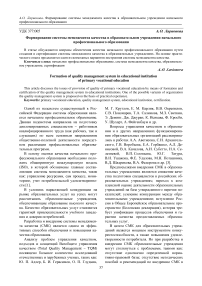 Формирование системы менеджмента качества в образовательном учреждении начального профессионального образования