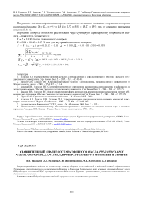 Сравнительный анализ состава эфирного масла Phlojodicarpus turczaninovii Sipl. (Aplaceae), произрастающего в Монголии и Бурятии