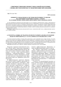 Концептуальная модель системы подготовки студентов по спортивно-оздоровительному туризму на основе профессионально-деятельностного подхода в вузе