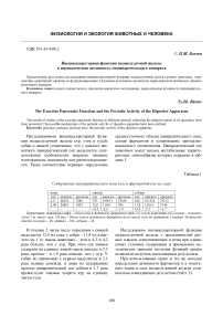 Внешнесекреторная функция поджелудочной железы и периодическая активность пищеварительного аппарата