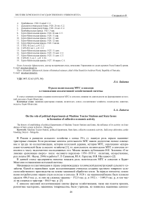 О роли политотделов МТС и совхозов в становлении коллективной хозяйственной системы