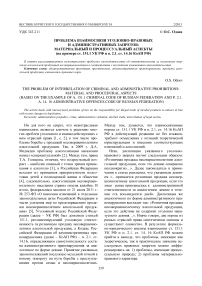 Проблема взаимосвязи уголовно-правовых и административных запретов: материальный и процессуальный аспекты (на примере ст. 151.1 УК РФ и п. 2.1. ст. 14.16 КОАП РФ)